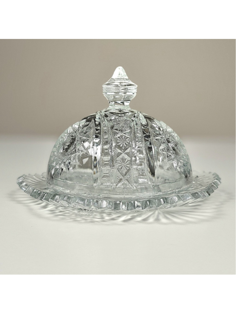 1910 Indiana Glass Oval Star Child Toy Miniature Covered Butter Dish No300 - Picture 2 of 12